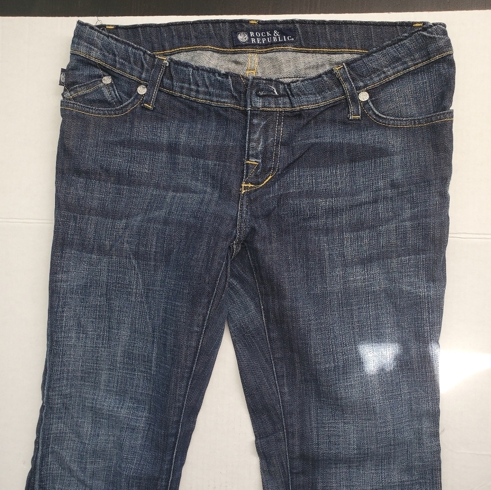 Rock and Republic Low Rise Boot Cut Blue Jeans Women's Size 28 W 32 L 32 - Picture 10 of 11